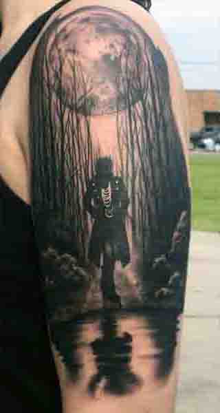 Manly Mens Tattoos Of Moons On Upper Arm