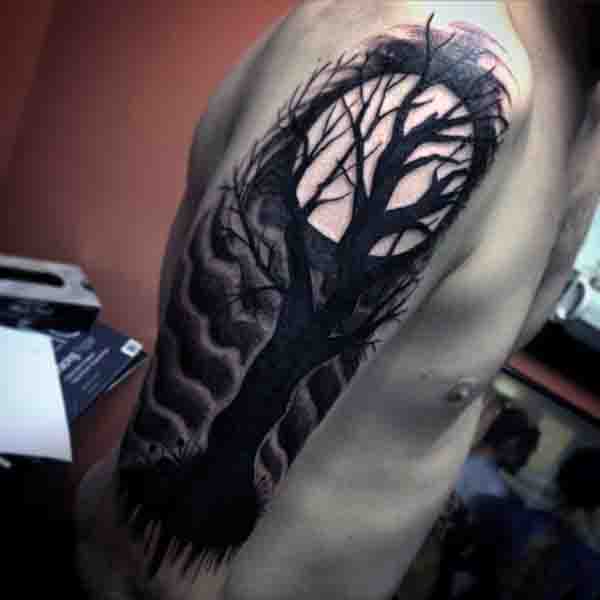 Manly Moon Tattoo Designs For Men On Arm