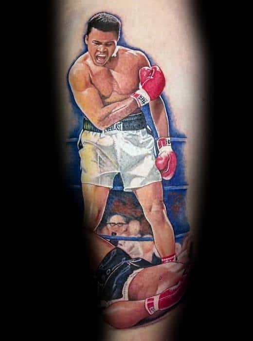 Manly Muhammad Ali Tattoo Design Ideas For Men On Leg