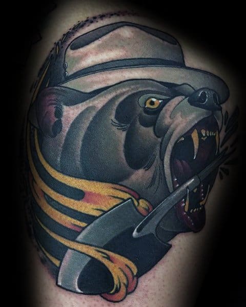 Manly Neo Traditional Bear Tattoos For Males
