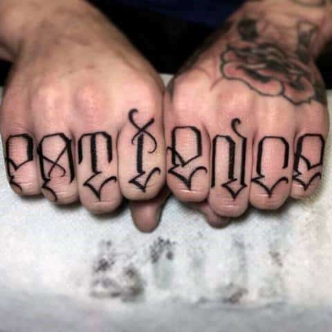 Manly Patience Tattoo Design Ideas For Men On Fingers