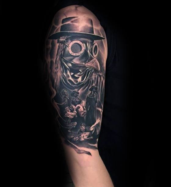 Manly Plague Doctor Tattoo Design Ideas For Men Half Sleeve
