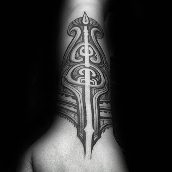 Manly Polynesian Male Tribal Forearm Tattoo