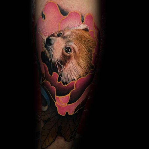 Manly Red Panda Tattoo 3d Flower Design Ideas For Men