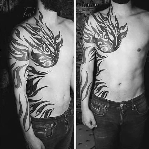 Manly Ribs And Tribal Tattoos For Mens Arms