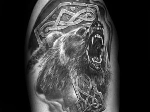 Manly Roaring Celtic Bear Guys Arm Tattoo