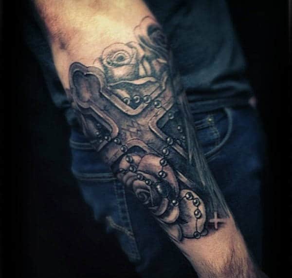 Manly Rosary Tattoos For Men