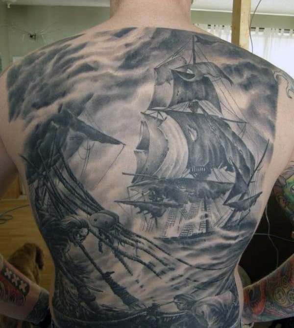 Manly Sailing Ship Tattoos