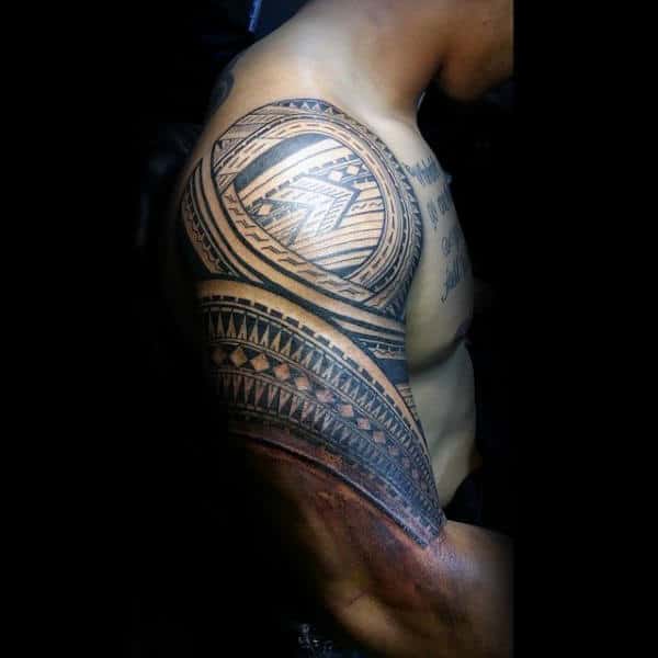Manly Samoan Guys Tattoo Ideas Half Sleeve Tribal