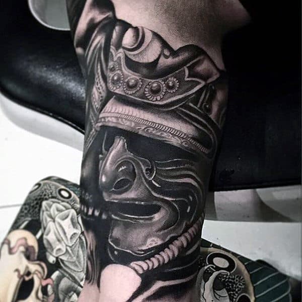 Manly Samurai Helmet Inner Arm Bicep Guys Tattoos