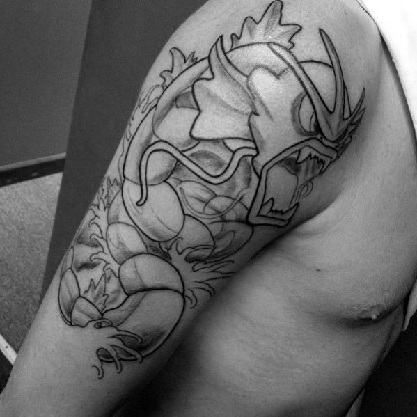 Manly Shaded Gyarados Guys Pokemon Tattoo On Arm