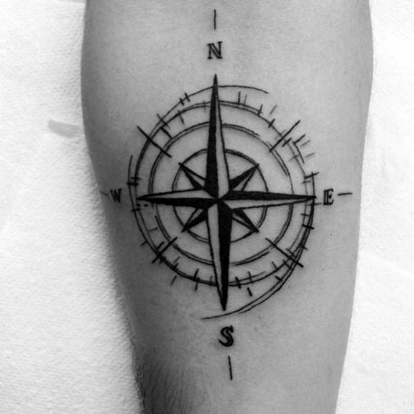 Manly Simple Compass Tattoos For Males