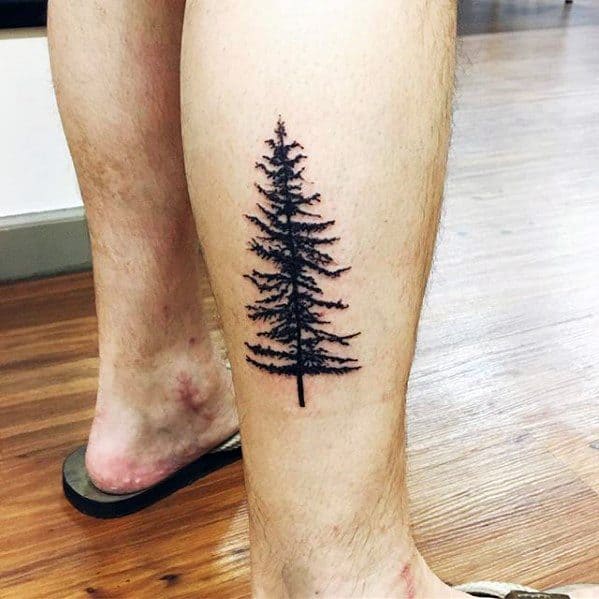 Manly Simple Tree Lower Leg Tattoos For Gentlemen