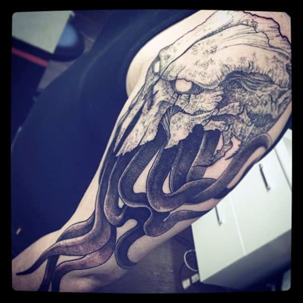 Manly Skull Cthulhu Mens Arm Tattoo Inspiration