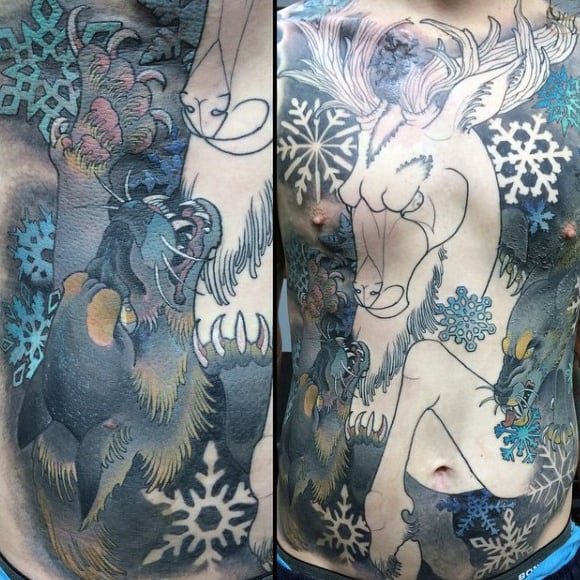 Manly Snowflake Animal Mens Chest Tattoos