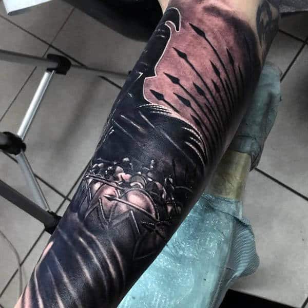 Manly Spear Mens Sleeve Tattoo