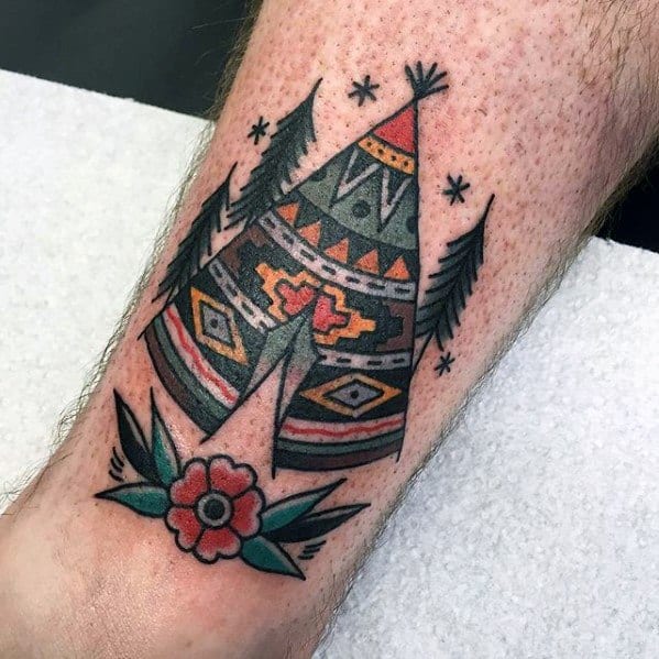 Manly Teepee Leg Tattoo Design Ideas For Men