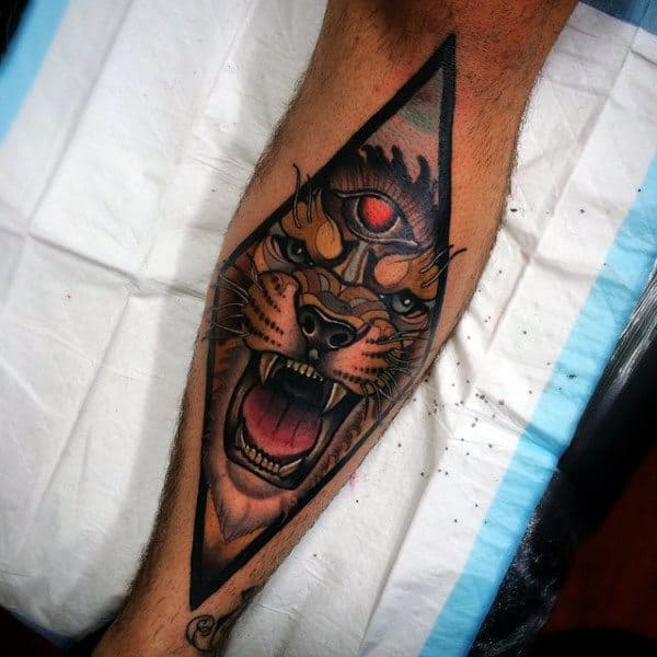 Manly Tiger Shin Guys Tattoo
