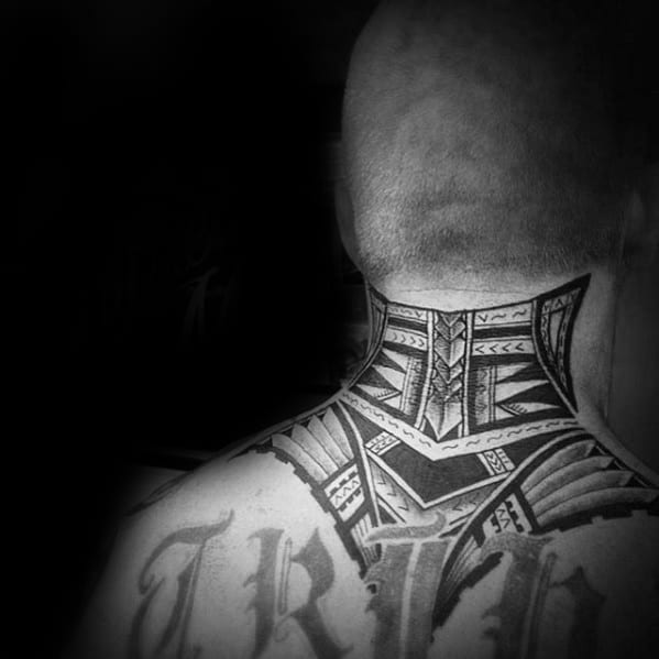 Manly Tribal Neck Tattoo Polynesian Design Ideas For Men