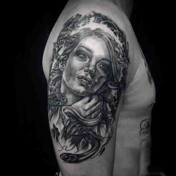 Manly Upper Arm Mens Medusa Tattoos