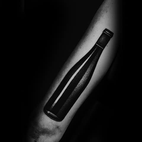 Manly Wine Bottle 3d Outer Arm Tattoo Design Ideas For Men