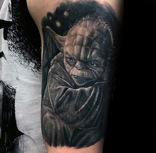 Manly Yoda Guys Half Sleeve Tattoo Ideas