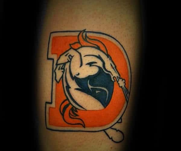 Mans Football Logo Orange And Black Ink Tatotos