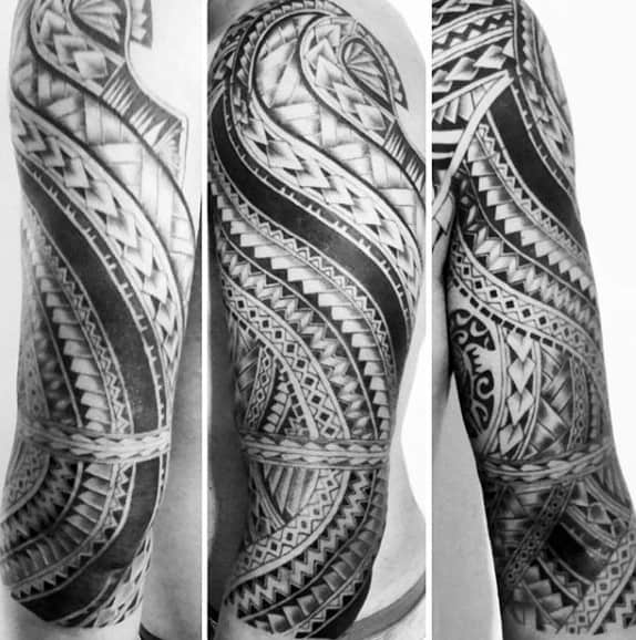 Maori Moko Full Sleeve Male Tattoos