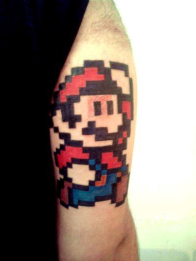 Mario Back Of Arm 8 Bit Tattoos For Guys