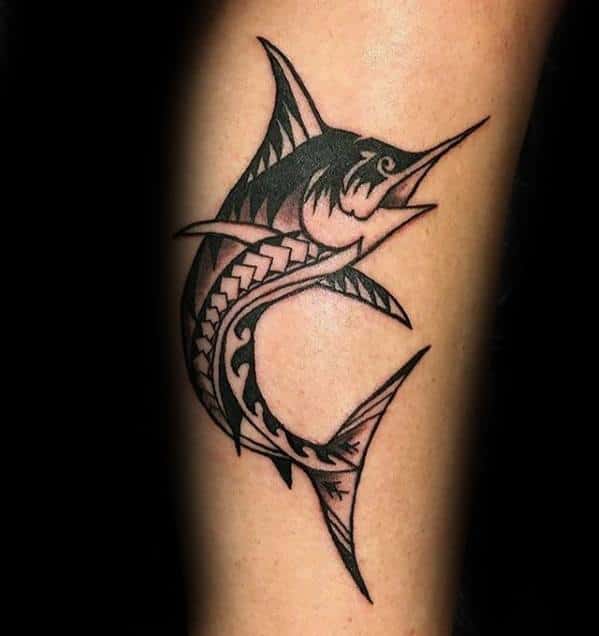 Marlin Guys Tattoo Ideas Small Tribal Design On Forearm