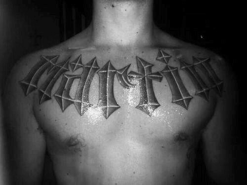 Martin Guys Last Name Upper Chest Tattoo Ideas