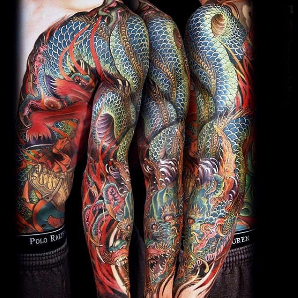 Marvellous Dragon Tattoo Male Full Sleeves