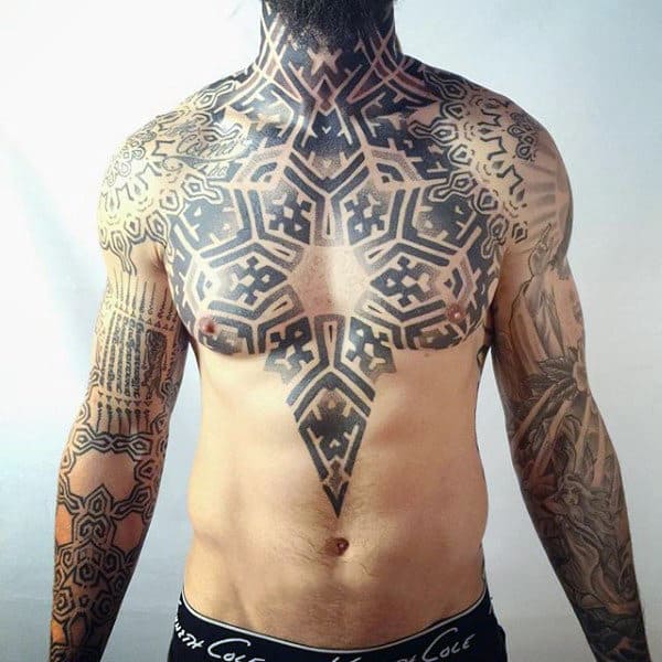 Marvellous Pattern Tattoo Mens Chest