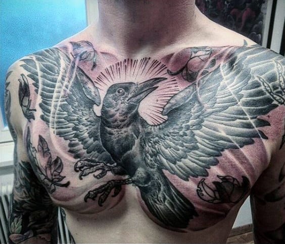 Marvellous Raven Tattto Guys Chest