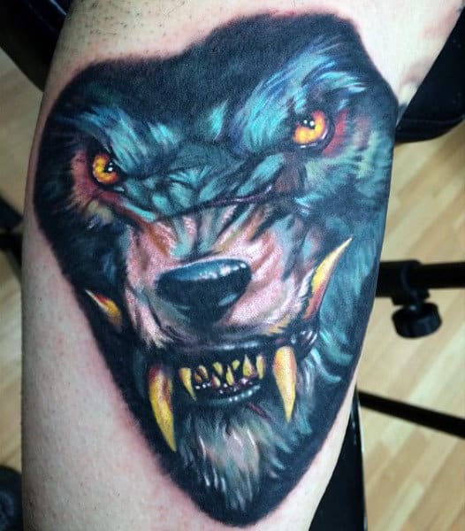 Marvellous Werewolf Head Tattoo Mens Forearms
