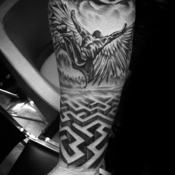 Masculine 3d Forearm Maze Sleeve Tattoos For Men