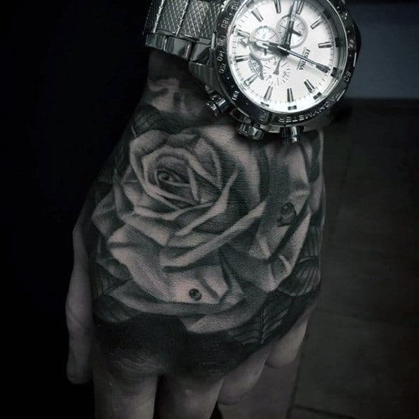 Masculine 3d Guys Hand Rose Flower Tattoos