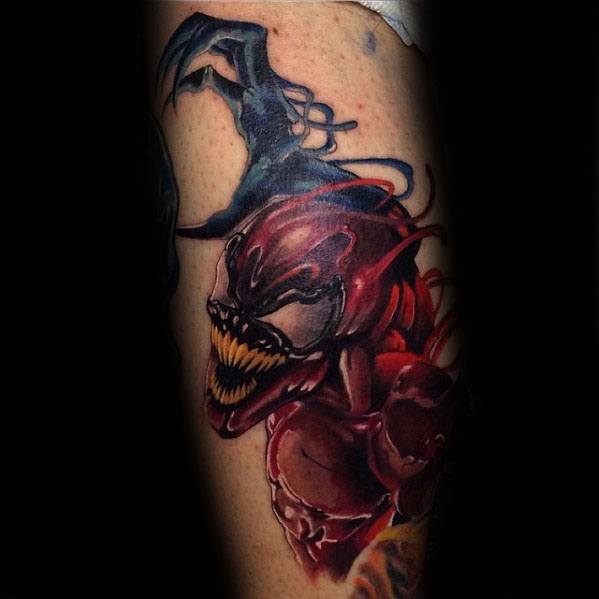 Masculine 3d Leg Carnage Tattoos For Men