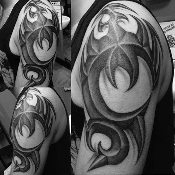 Masculine 3d Tribal Male Arm Tattoo Ideas