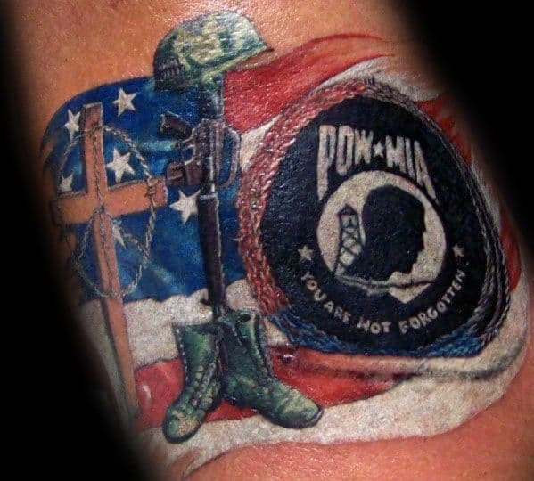 Masculine American Flag Pow Mia Tattoos For Men