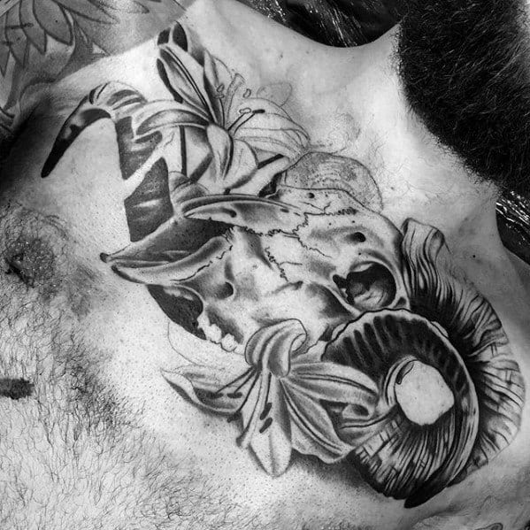 Masculine Animal School Tattoo On Chest For Men