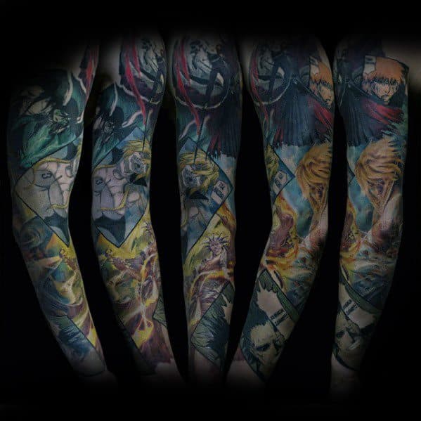 Masculine Anime Tattoos For Men Full Arm Sleeve