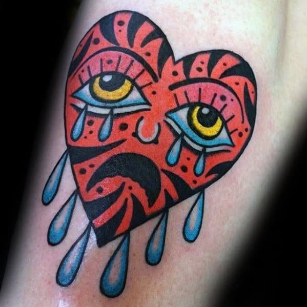 Masculine Arm Crying Heart Tattoos For Men