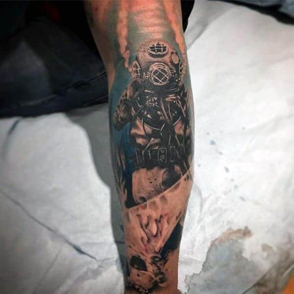 Masculine Arm Diver Tattoos For Men