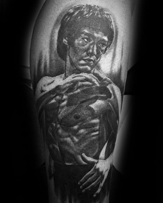 Masculine Arm Portrait Bruce Lee Tattoos For Men