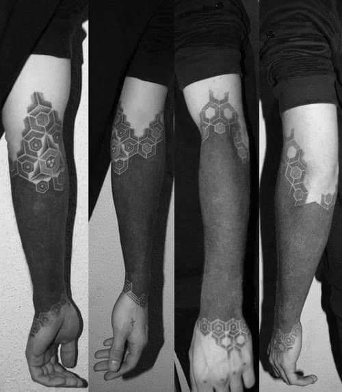 Masculine Blackout Forearm Sleeve Tattoos For Men