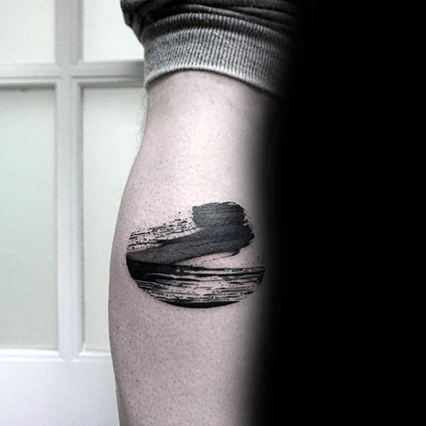 Masculine Brush Stroke Leg Calf Male Tattoo Ideas