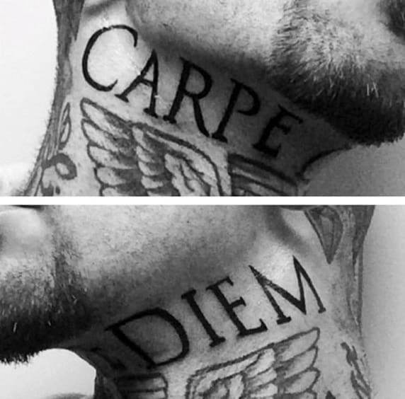 Masculine Carpe Diem Mens Neck Tattoos