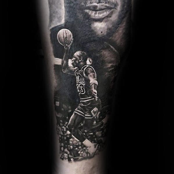 Masculine Chicago Bulls Slam Dunk Guys Jordan Forearm Tattoo
