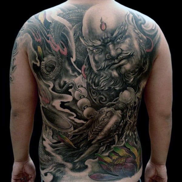 Masculine Chinese Mens Full Back Tattoo Design